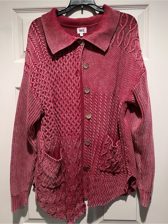 BKE Sweaters - BKE Women's Rose Cable Patchwork Button-Up Cardigan